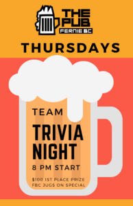 Pub Team Trivia – October 26 –Fall 2023