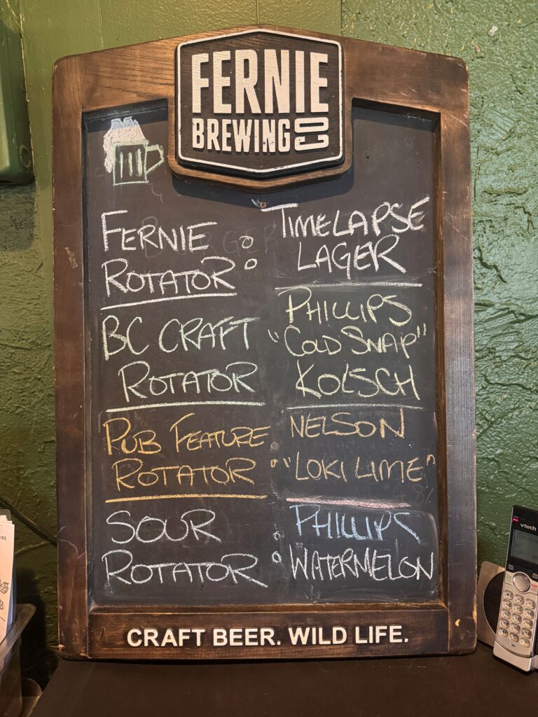 Enjoy a great beer at the Pub Bar & Grill in Park Place Lodge, Fernie BC